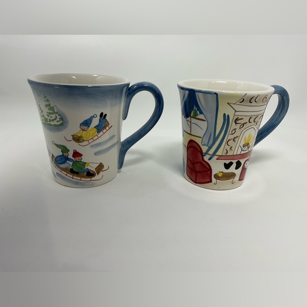 Pottery Barn Snow Scene Mugs